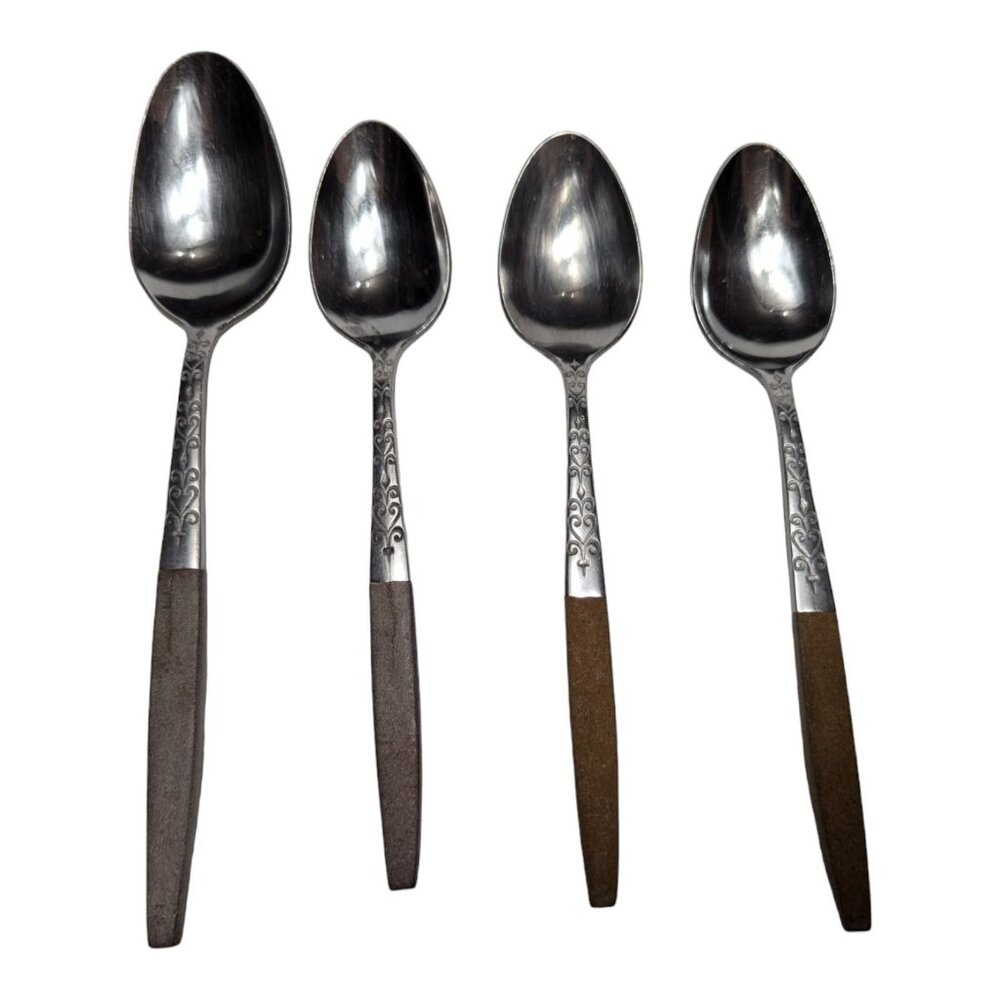 Interpur INR2 Spoons set of 1Tablespoon 3 teaspoons brown handle Japan‎ SS